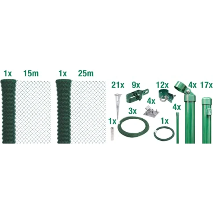 Alberts 632403 Maschendrahtzaun Komplettset, grün, Höhe 100 cm, Länge 40 m, mit Einschlagbodenhülse – Bild 2