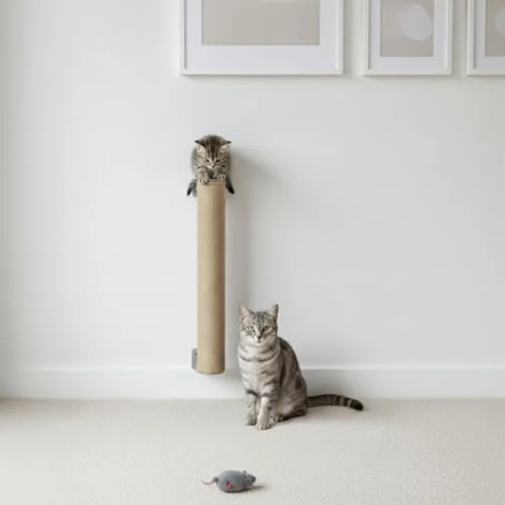 EYEPOWER 60 cm Kratzbaum Wandmontage für Katzen, Sisal Kratzstamm mit Bambus Wandbefestigung, flexibel montierbar und kombinierbar, ideal für Kletterwände – Bild 3