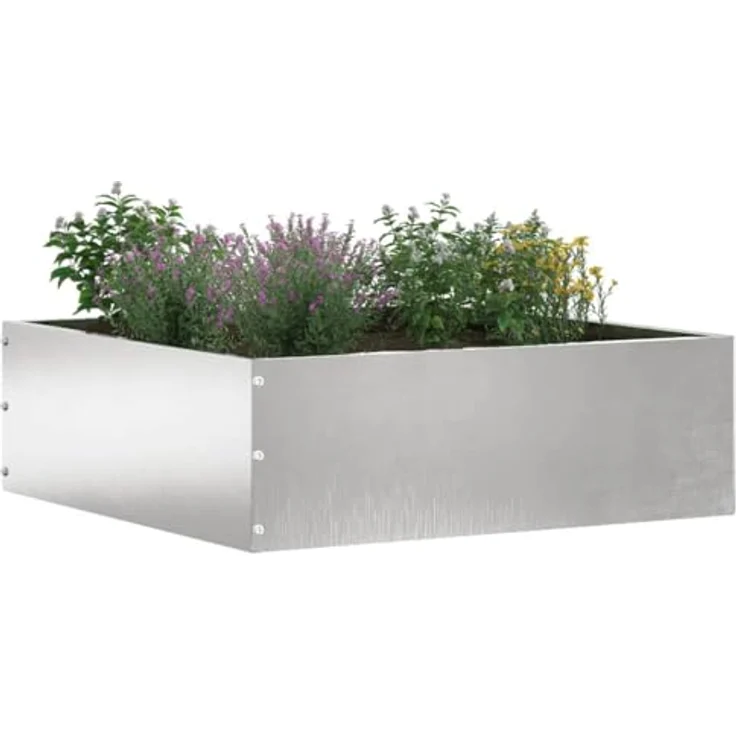 vidaXL Raseneinfassung 6er Set, Edelstahl Silber, 40 x 40 x 13 cm, strapazierfähige Rasenbarriere für Garten und Terrasse, moderne Metallkante, einfache DIY-Installation – Bild 2