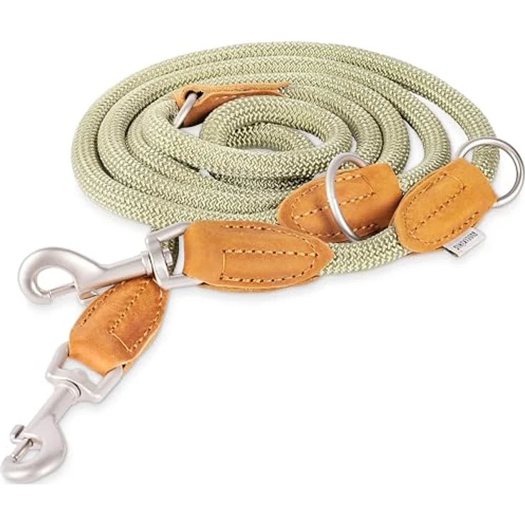Rudelkönig Führleine Emma 2,30m - Dreifach verstellbare Hundeleine aus Kletterseil für mittelgroße & große Hunde - Elegante Tauleine in Khaki – Bild 1