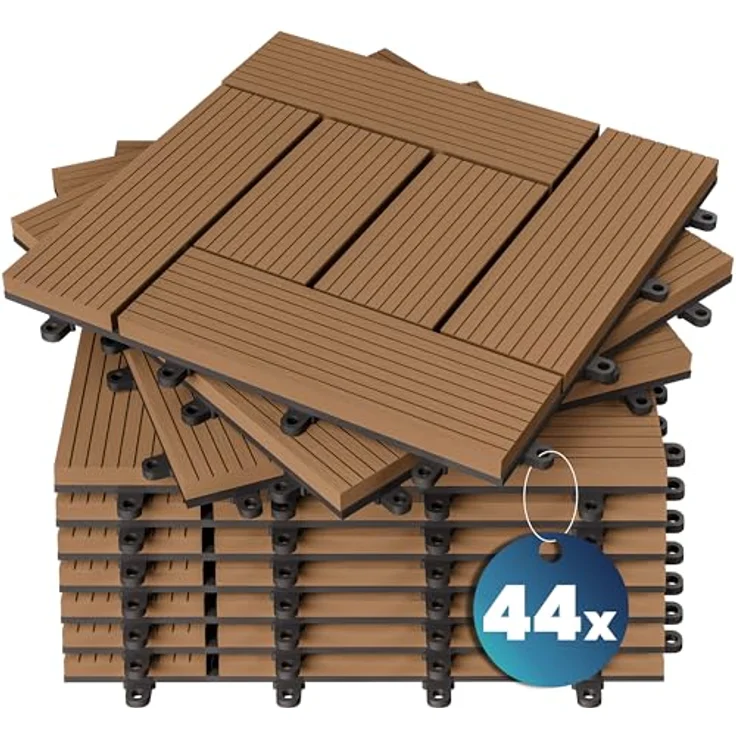 WPC Fliesen 1m²-4m² Terrassenfliesen Set Holzfliesen 30x30cm Balkon Pool Garten 44x Mosaik terrakotta 4250525379877 – Bild 2