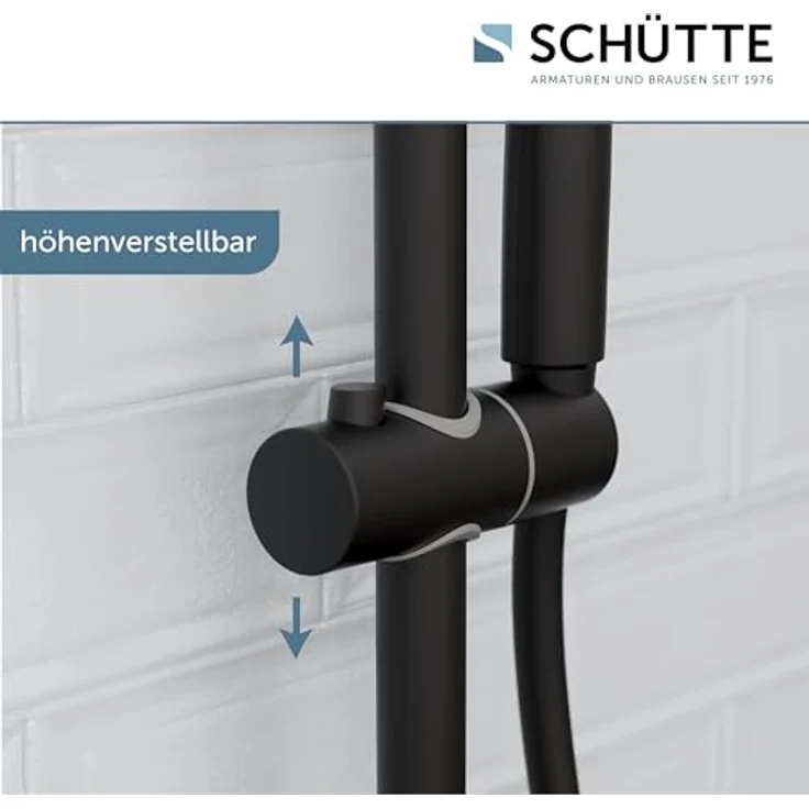 Schütte Brausegarnitur RAVEN, Höhe 70 cm, 3 Strahlart(en), Regendusche, mit Schlauch und Halterung, Wellness-Duschkopf, Schwarz – Bild 3