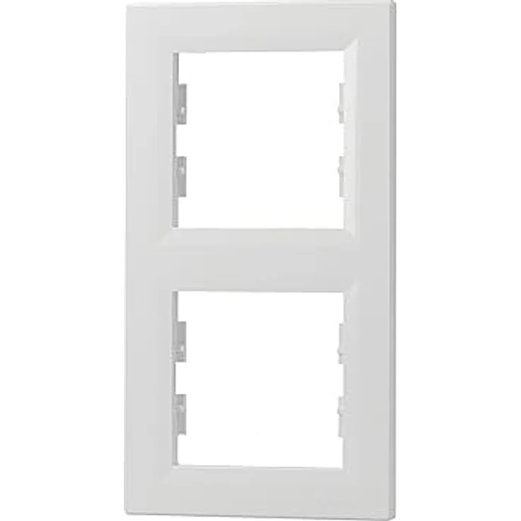 Schneider Electric Asfora 2-fach Rahmen für Steckdose und Schalter, vertikal, weiss, VDE-zertifiziert – Bild 1