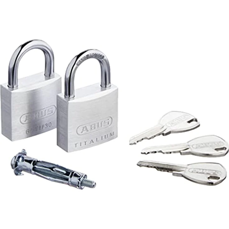 ABUS Vorhängeschloss Titalium 64TI/30 - 2er Set, gleichschließend - Kellerschloss mit Schlosskörper aus Spezial-Aluminium - gehärteter Stahlbügel - ABUS-Sicherheitslevel 4 – Bild 1