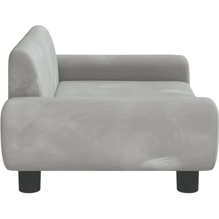 vidaXL Hundebett, Hundekissen mit weicher Polsterung, Hundesofa Hundecouch für kleine Hunde Haustiere, Haustierbett Katzenbett, Hellgrau Samt – Bild 4