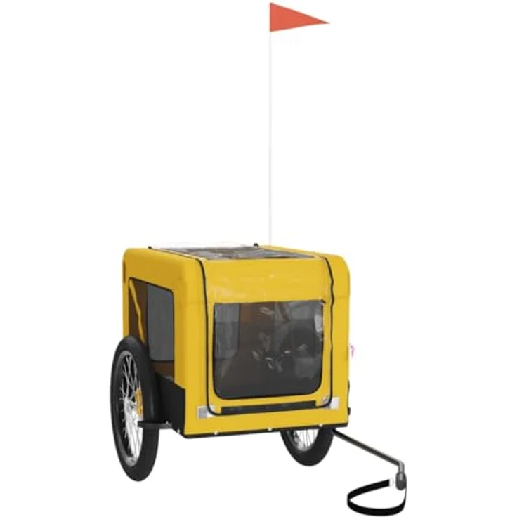 vidaXL Hunde-Transportbox Fahrradanhänger Hunde Gelb und Schwarz Oxford-Gewebe Eisen, Max. Tragfähigkeit 45 kg – Bild 4