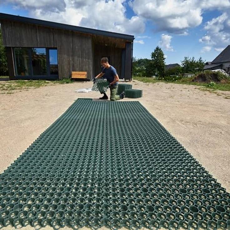Rasengitter aus Kunststoff, grüne Wegeplatten, 50 x 50 cm Paddockplatten zur Bodenstabilisierung – Bild 4