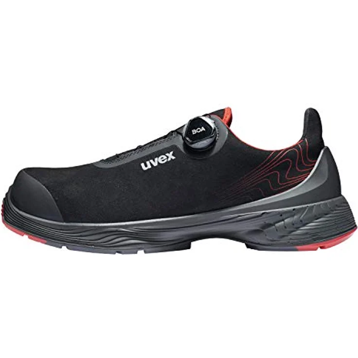 Uvex 1 G2 Halbschuhe S3, schwarz-rot, weite 11, Gr. 47, mit uvex i-PUREnrj Technologie und Boa® Fit System – Bild 6