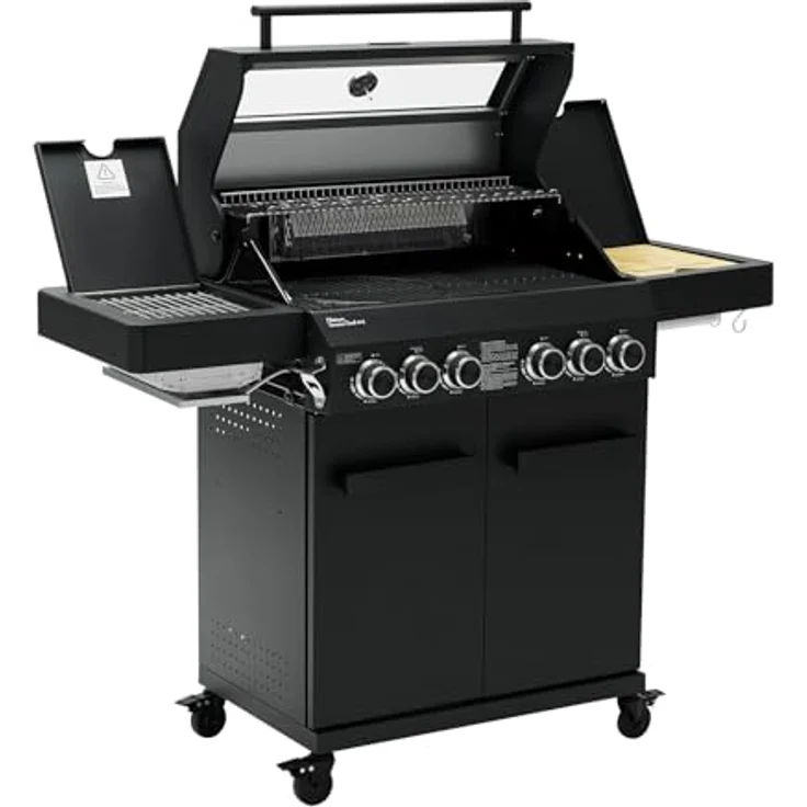 TAINO PLATINUM YAMARA DARK 4+2 Gasgrill Stahl 4 Brenner Keramik Sear-Burner Keramik Backburner Piezo-Zündung Grillrost Gusseisen – Bild 3