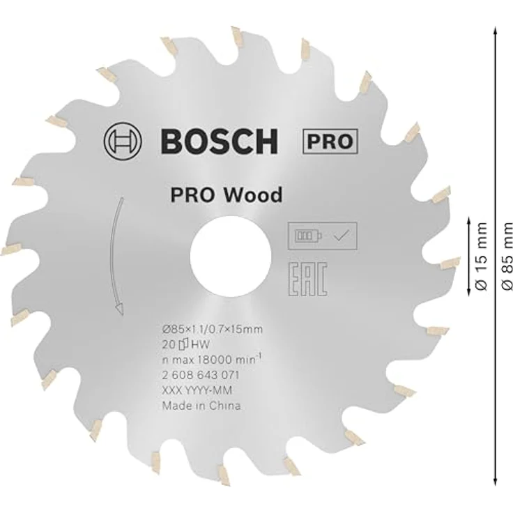 Bosch Professional Kreissägeblatt Optiline Wood zum Sägen in Holz für Handkreissägen Ø 85mm, 20 Zähne – Bild 3