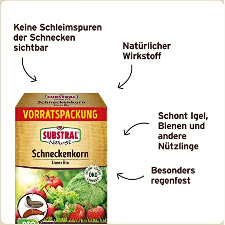 Substral Naturen Schneckenkorn Limex Bio, natürliches, regenfestes Ködergranulat zur Schneckenbekämpfung, für 400 m² - 1,2 kg, Hund – Bild 3