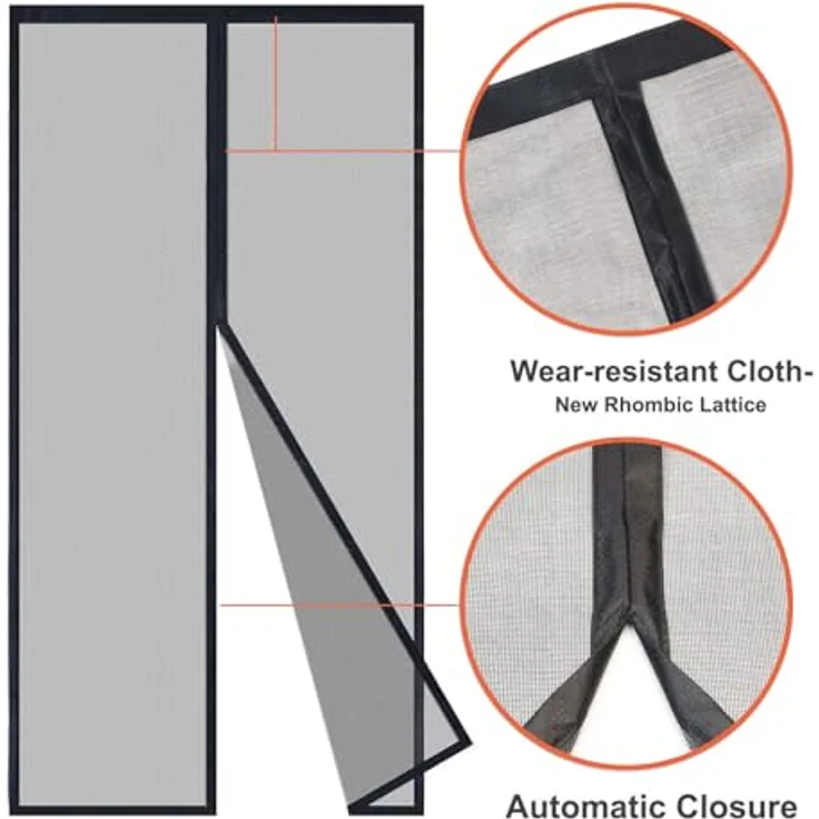 Risareyi Fiberglas Fliegengitter Balkontür 140x220cm, Schwarz, verstärkter Insektenschutz mit 34 Magneten, ohne Bohren – Bild 5