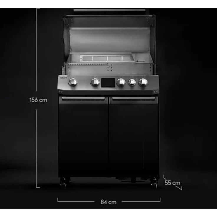 BURNHARD Grant Base Gasgrill, 4-Brenner Modulargrill mit Gusseisen-Rosten, Infrarot Heckbrenner, Edelstahl & Alu-Druckguss, 17,7 kW, erweiterbar, LED-Display – Bild 2