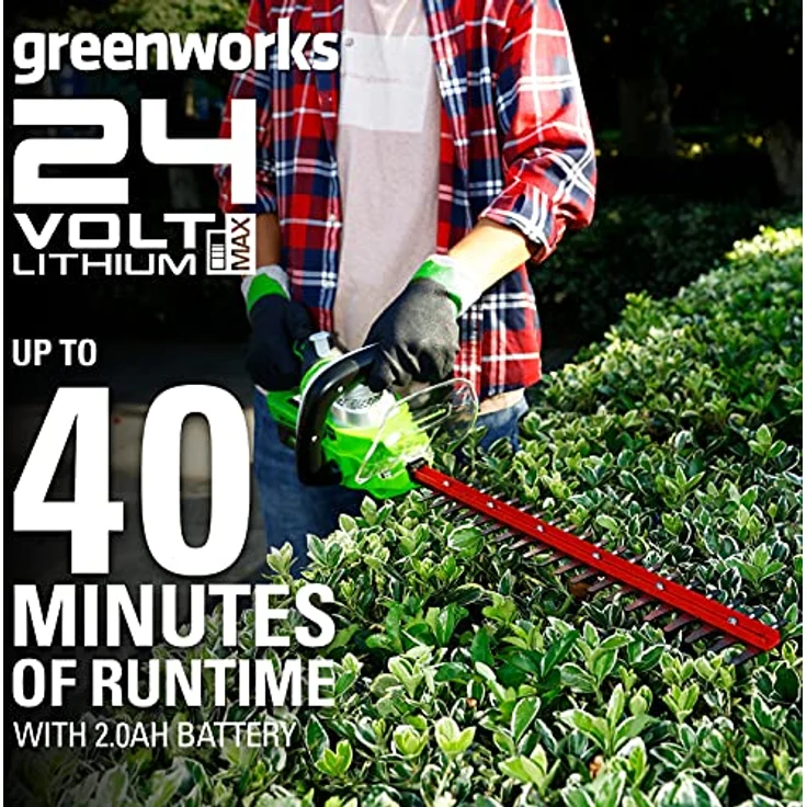 Greenworks Tools 2200107ua Heckenschere Modell High-End, Li-Ion, kabellos, mit Akku 2-AH und Ladegerät, 24V, grün – Bild 5