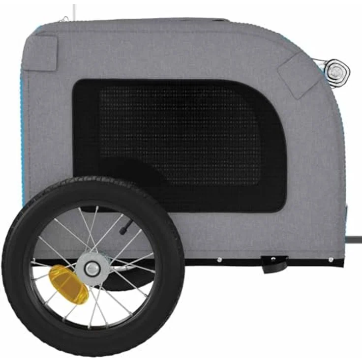 vidaXL Hunde-Transportbox Fahrradanhänger für kleine Hunde und Katzen, Blau und Grau, Oxford-Gewebe und Eisen, 124 x 53 x 53 cm, max. 30 kg Belastbarkeit – Bild 8