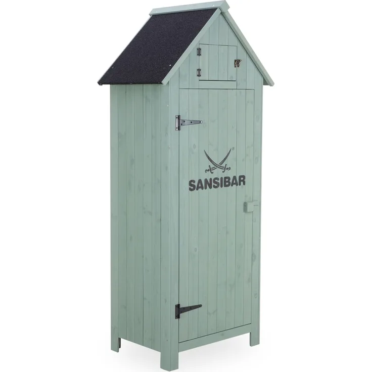 SANSIBAR Garten-Gerätehaus ROSKILDE, Tannenholz, grün, BHT 77x179x55 cm, mit rostfreien Schrauben