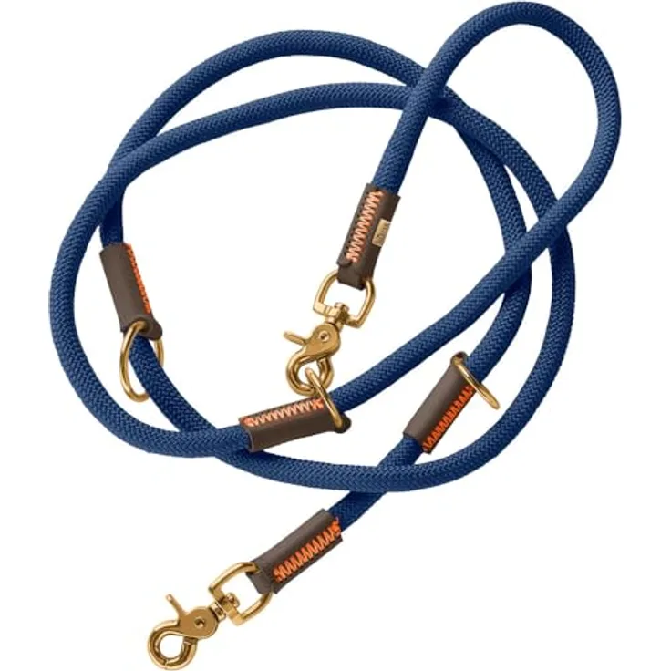 HUNTER Verstellbare Führleine Malia 3-fach verstellbar, dunkelblau/dunkelbraun, Made in Germany