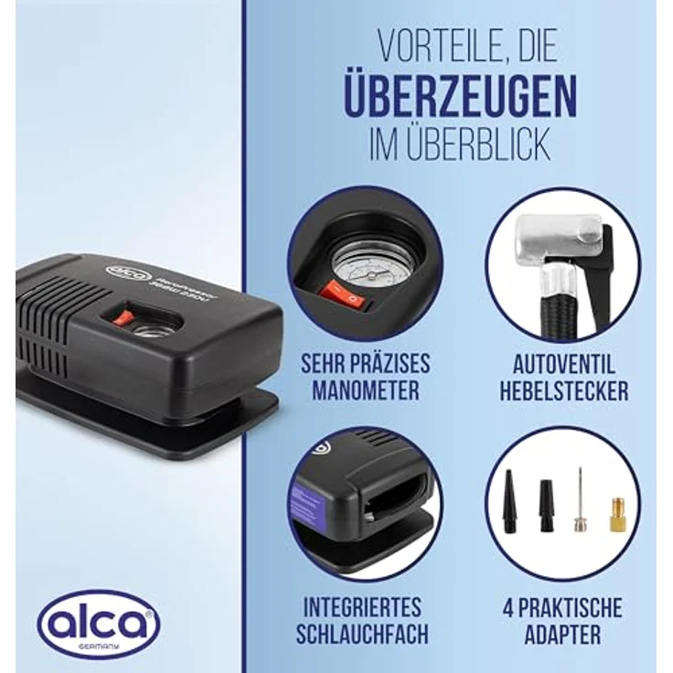 alca® Kompressor Auto und Fahrrad elektrische Luftpumpe, 230V Luftkompressor, 8,6 bar, Steckdose – Bild 4