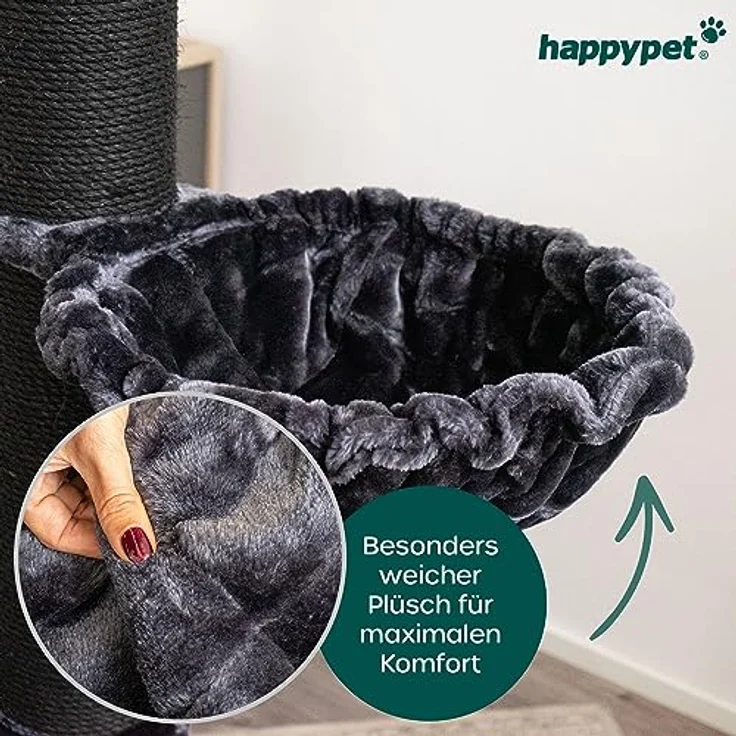 Happypet Liegemulden für XXL Kratzbaum Schlafmulde Zubehör für große Katzen (Maine Coon) Ø 45cm, Anthrazit – Bild 3