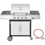 Royal Gourmet 4+1 Brenner Gasgrill Grillwagen mit automatischer Zündung,integriertem Thermometer und Unterschrank Edelstahl Brenner mit 14,5 kW Camping Gasgrill für Outdoor Barbecue Silber - Preisvergleich