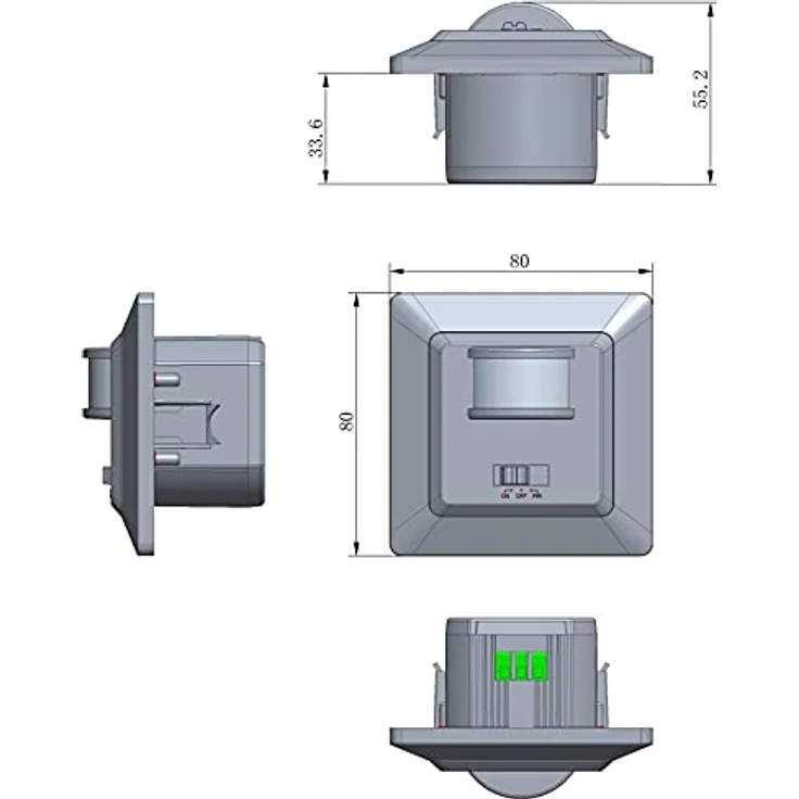 Milos Bewegungsmelder 160° Unterputz 2-Draht 250V, Ersetzt einen Lichtschalter LED 3-100Watt Weiß – Bild 4