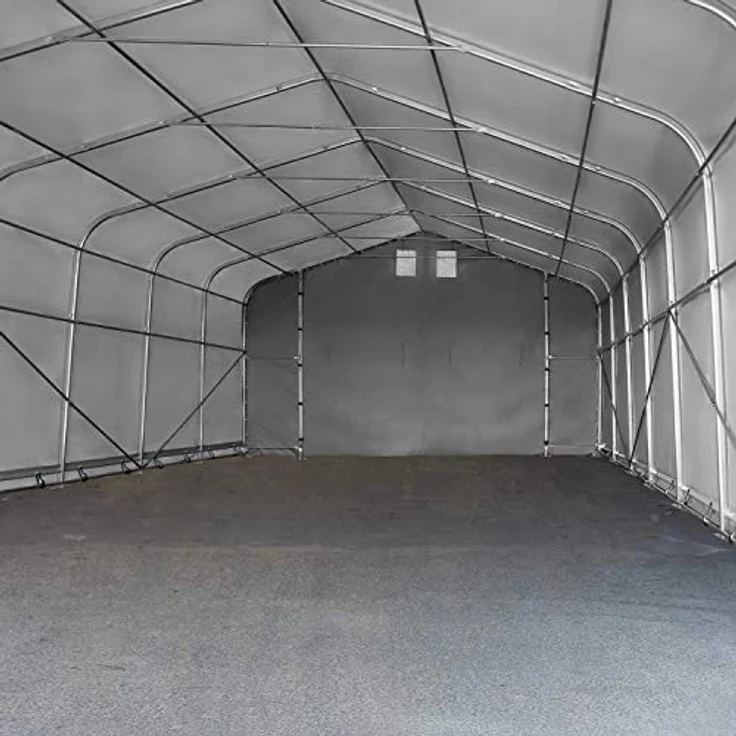 TOOLPORT Wikinger Zeltgarage 6x6 m, stabile Lagerzelt-Carport mit 4,1x2,9 m Torgröße für Boote, Wohnmobile und Traktoren – grau – Bild 4