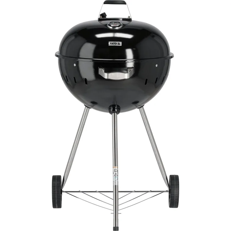 TRIZERATOP Runder Holzkohlegrill, Kugelgrill 54cm mit Thermometer, pulverbeschichteter Stahl, schwarz