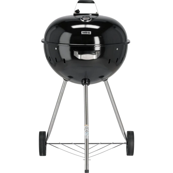 TRIZERATOP Runder Holzkohlegrill, Kugelgrill 54cm mit Thermometer, pulverbeschichteter Stahl, schwarz