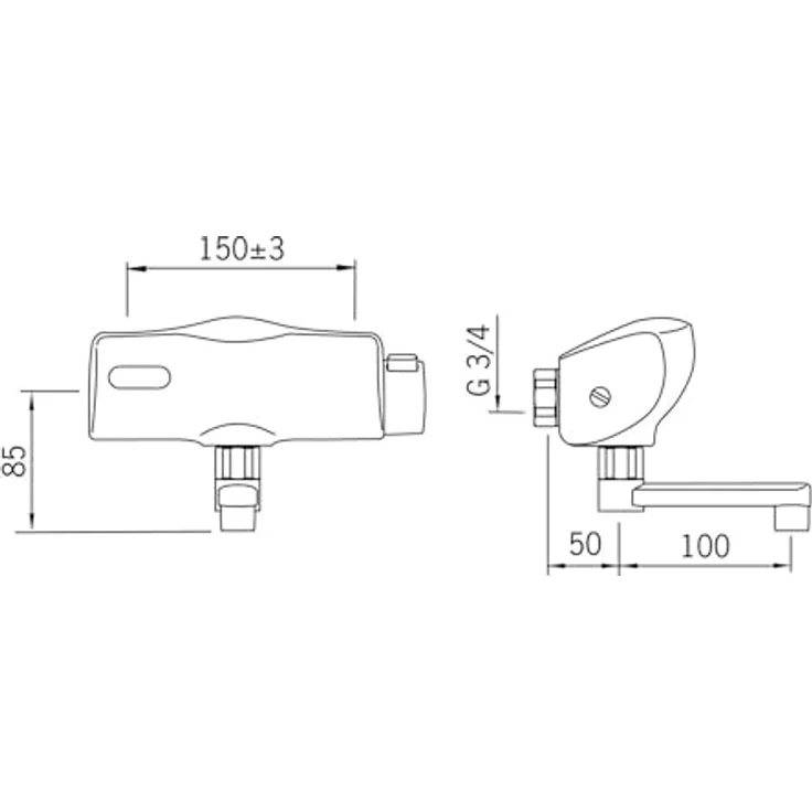 Hansa HANSAELECTRA Waschtischarmatur, berührungslos, batteriebetrieben, Chrom-Finish, Ausladung 150 mm, integrierte Hygienespülung – Bild 2