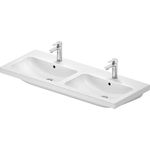 Duravit D-Code Doppelwaschtisch, Waschbecken mit 2 Hahnlöchern, Überlauf, hochglänzend weiss, 1200x480x165mm
