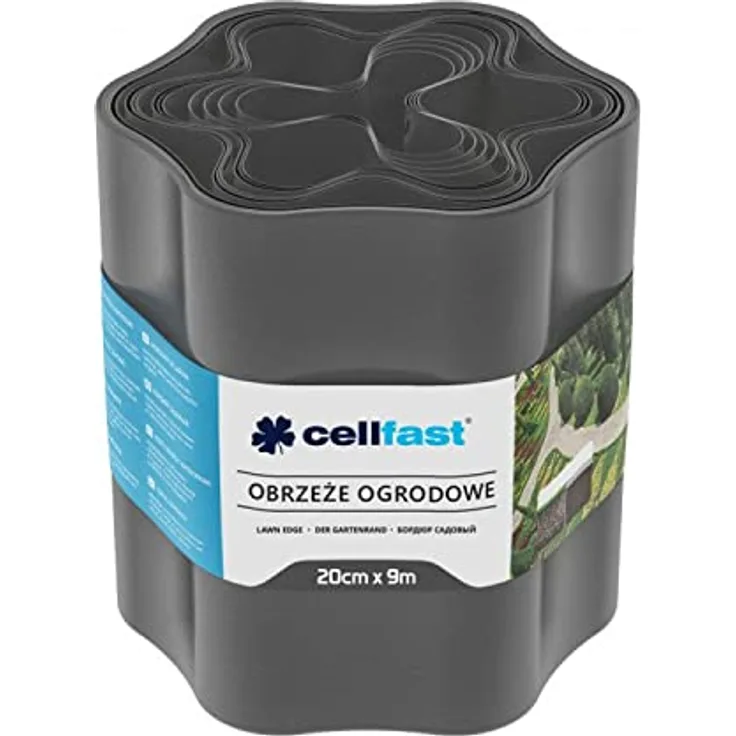 Cellfast Rasenkante Gewellt Gartenzaun Beeteinfasung Mähkante Garten Palisade Wurzelsperre Kunststoff Graphit 10cm x 9m