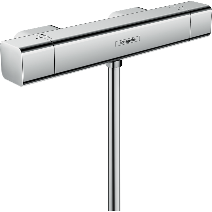 hansgrohe, Badarmatur, Ecostat E Duschthermostat Aufputz, CoolContact, SoftCube-Design, Chrom – Bild 1