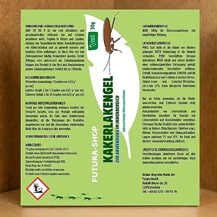 Futura-Shop Schabengel 30 g – Ködergel zur Bekämpfung von Schaben und Kakerlaken – Kakerlakengel mit starkem Lockstoff & schneller Wirksamkeit – effektives Mittel gegen Schaben Aller Art – Bild 5