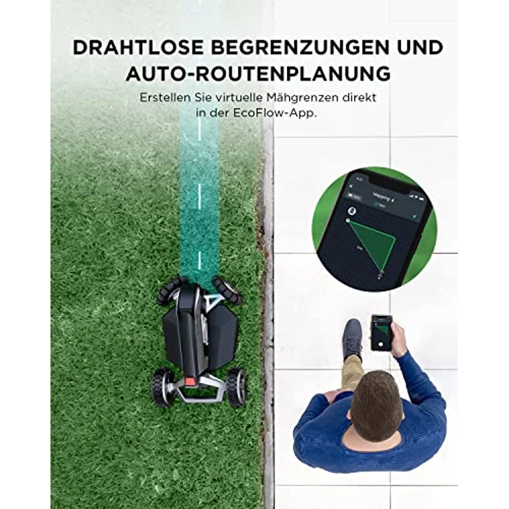 EcoFlow Blade Mähroboter mit drahtlose Begrenzungen, automatische Routenplanung mit GPS, intelligente RTK-Hindernisvermeidung, IPX5, diebstahlsichere automatische Verriegelung für Gärten – Bild 2