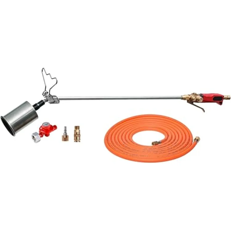 ROTHENBERGER RoTitan Hochleistungsbrenner Set, inkl. Schnellkupplung, 6m Gummischlauch, 4bar Propan-Konstantregler, max. 1060°C, ergonomisch, ideal für Dacharbeiten und Bitumenverarbeitung – Bild 1
