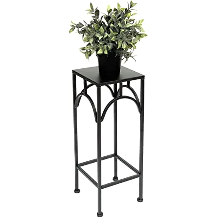 DanDiBo Blumenhocker Metall Schwarz Eckig 50 cm Blumenständer 96132 S Beistelltisch Blumensäule Modern Pflanzenständer Pflanzenhocker