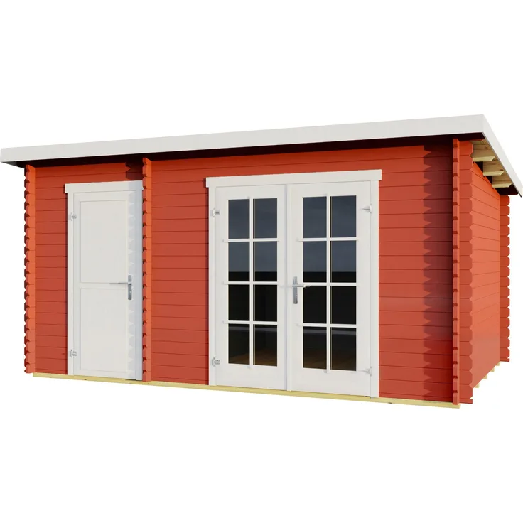 LASITA MAJA Gartenhaus Belmont 1, Blochbohlenhaus 28mm 2-Raum, Fundamentmass 3800x2500, Schwedenrot