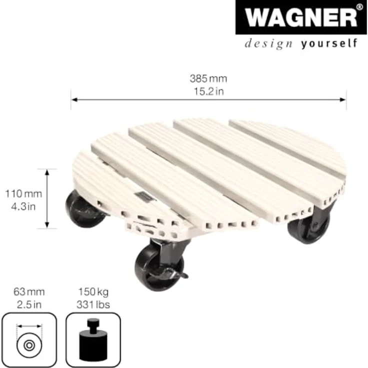 Wagner Multi Roller WPC GH0557, Pflanzenroller Ø 385 mm, Tragkraft 150 kg, lichtgrau – Bild 2