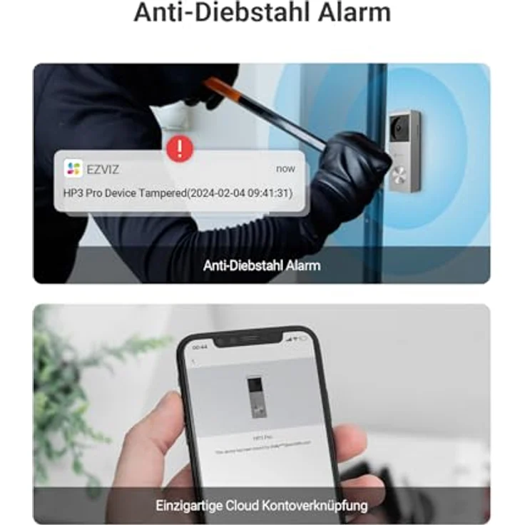 EZVIZ HP3 PRO, batteriebetriebene Video-Türklingel mit 2K Kamera und 32 GB Speicher, Solarladeoption – Bild 8