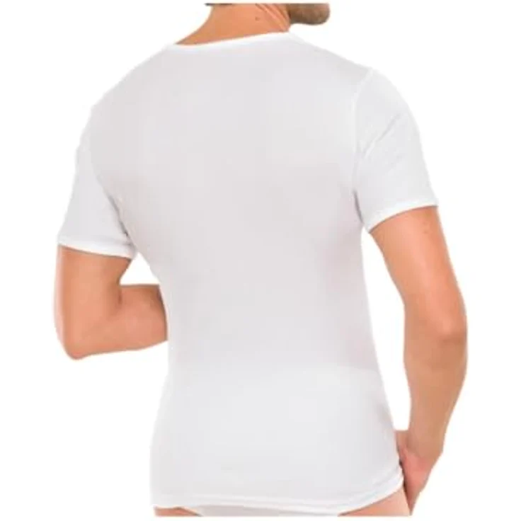 Schiesser Herren Essential T-Shirt 1/2, Weiße Baumwoll-Shirt in Doppelripp-Qualität mit Rundhalsausschnitt – Bild 3