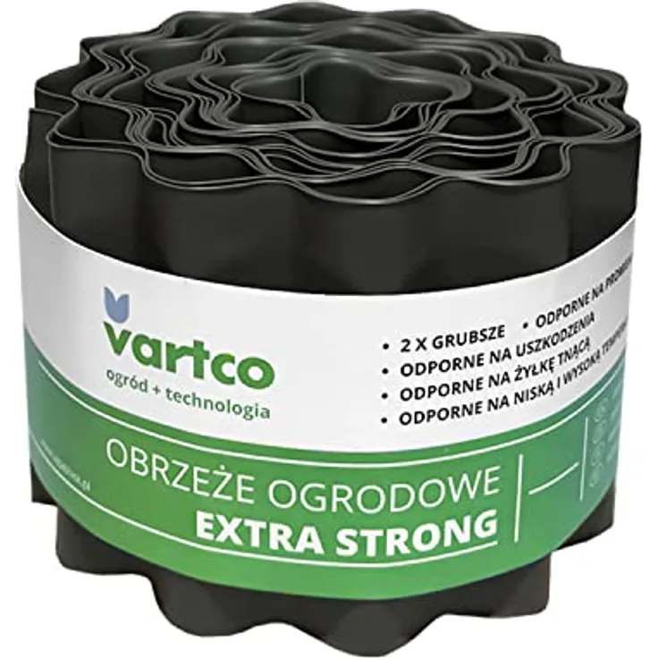 Vartco Extra Strong Rasenkante, Gartenzaun Wellige Beeteinfasung aus flexiblen Kunststoff, Graphit, 20cm x 9m, All Season, temperaturbeständig