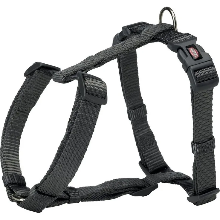 TRIXIE Hunde-Geschirr Premium H-Geschirr graphit, verstellbarer Bruststeg und Gurtbandmaterial