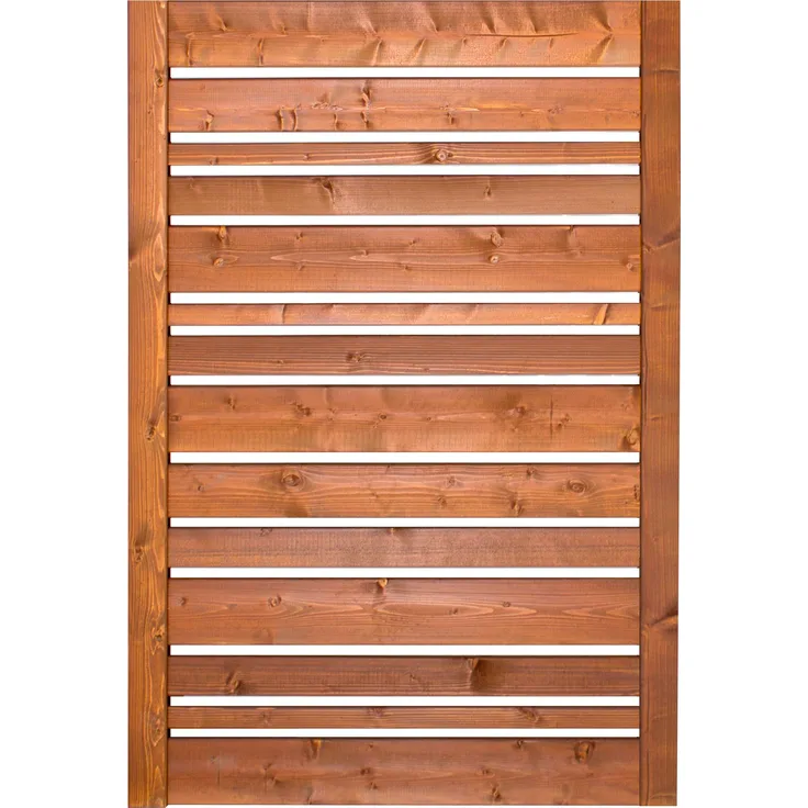 BM-Massivholz TYP 203 Stufenelement 90x135 cm, dekoratives Sichtschutzelement in tabakfarbenem Fichtenholz