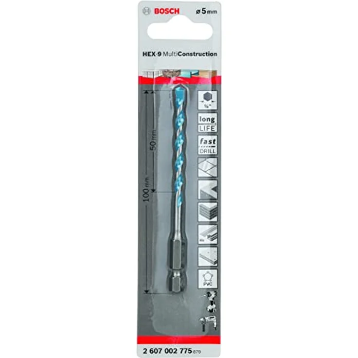 Bosch Multiconstruction Bohrer HEX-9 550100, Betonbohrer 5 mm Durchmesser, 100 mm Länge, grau – Bild 3