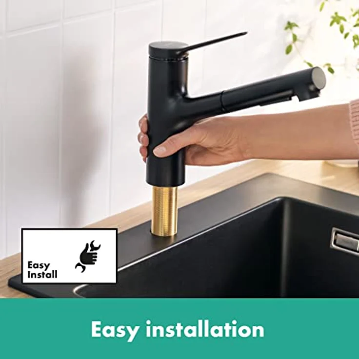 hansgrohe Zesis M33 Einhebelküchenmischer mit Ausziehbrause, Mattschwarz, ComfortZone 150, 150° Schwenkbereich, 8,2 l/min Durchflussmenge – Bild 4