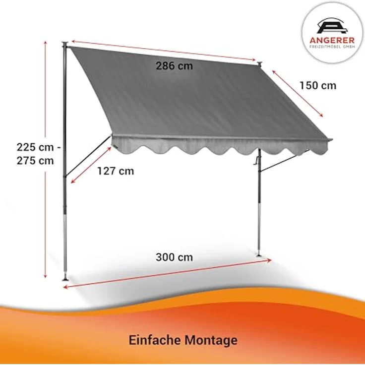 Klemmmarkise Exklusiv 300 cm Nr. 2200 braun – Bild 3