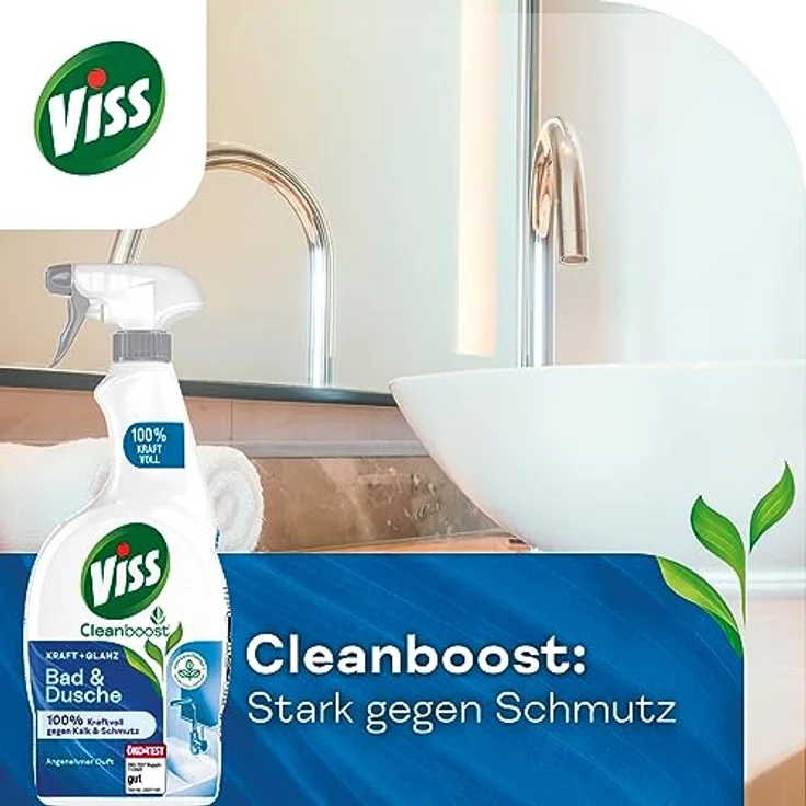 Viss Reiniger Spray Bad & Dusche Badreiniger für strahlenden Glanz Reinigungsmittel 100% kraftvoll gegen Kalk & Schmutz 750 ml – Bild 3