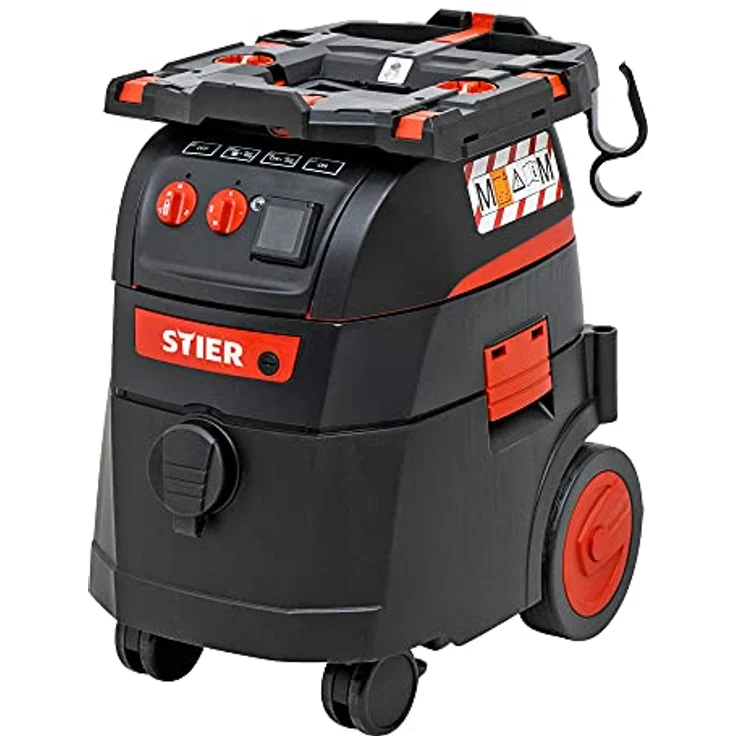 STIER Nass-Trockensauger ABS-35M Premium, 1400W, 35l Behälter, 13m Aktionsradius, zertifizierter Sauger der Staubklasse M, Werkstattsauger, Baustaubsauger, blau – Bild 1