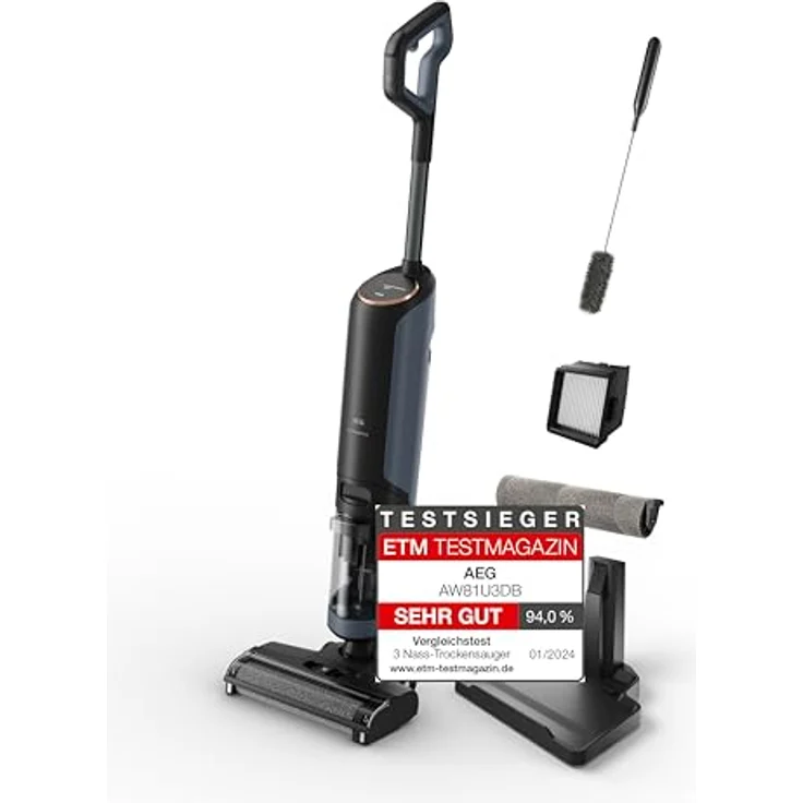 AEG AW81U3DB Nass- und Trocken Akku Staubsauger / mit Wischfunktion / Wet&Dry / kabellos / beutellos / Hartboden / Selbstreinigung / schnelles Trocken / leicht / Tierhaare / leise / blau – Bild 1