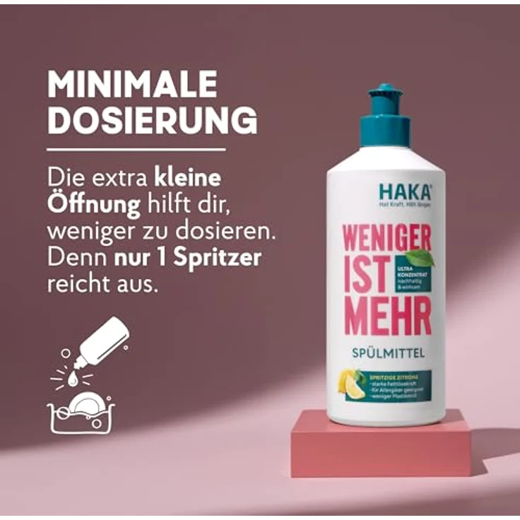 HAKA Spülmittel Zitrone, konzentrierte Fettlösekraft, pH-hautneutral, vegan, frisch duftend – Bild 2